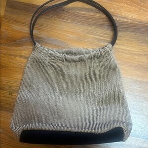 Elliott Lucca Tan and Black Knit Shoulder Bag